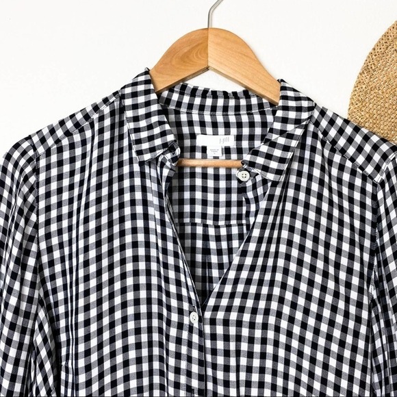 J Jill Gingham Checks Black White Button Up Tunic size S Small - Picture 5 of 10